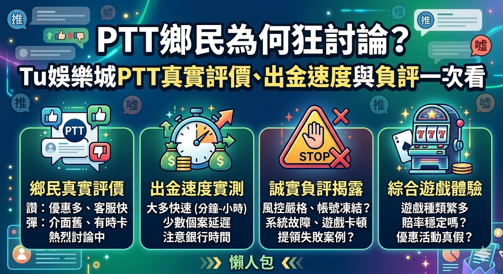 PTT鄉民為何狂討論？Tu娛樂城PTT真實評價、出金速度與負評一次看